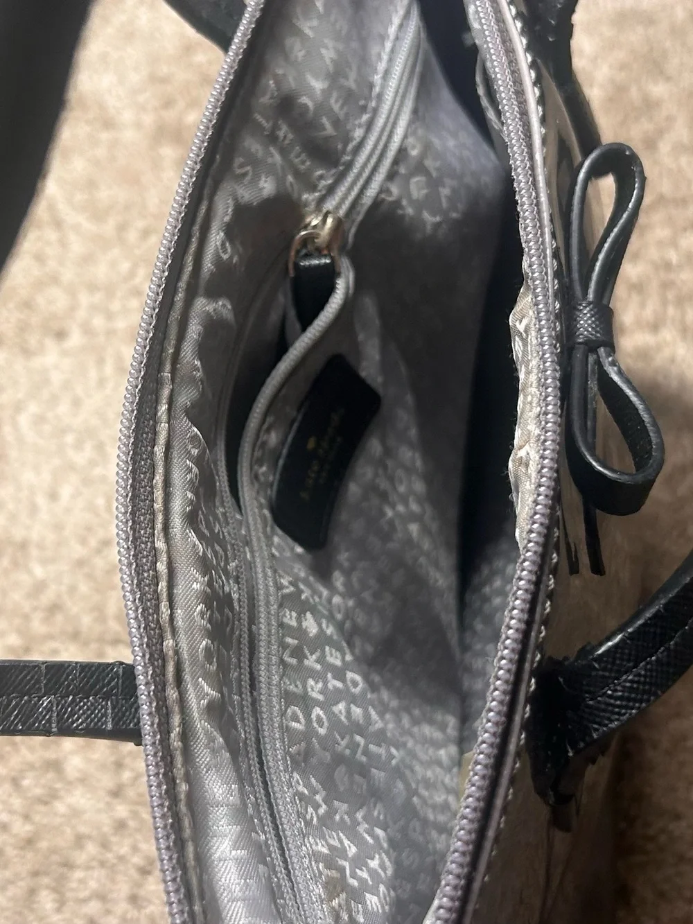 Kate Spade Sparkle Bow Tote Bag in Silver glitter tote